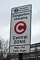 Sign showing entry to a congestion charging zone.