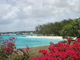 A distant view of the Port of Oistins.