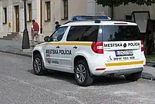 A police car in the town of Levoča