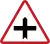 Intersection with right of way to traffic facing sign