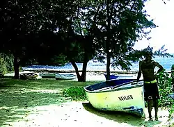 Pirogues are often stored at the end of the road on Foul Bay beach here and the parking is shaded.