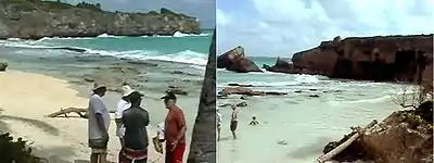 Note the extensive Rocks that made entering and leaving the water in Cave Bay in 2004 very difficult.